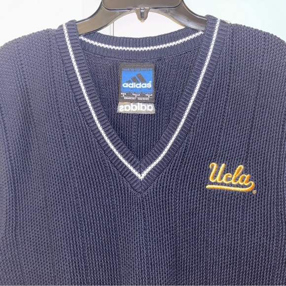 UCLA Adidas Knit Vest Navy Blue Size S New Cotton Made In USA - Picture 2 of 3